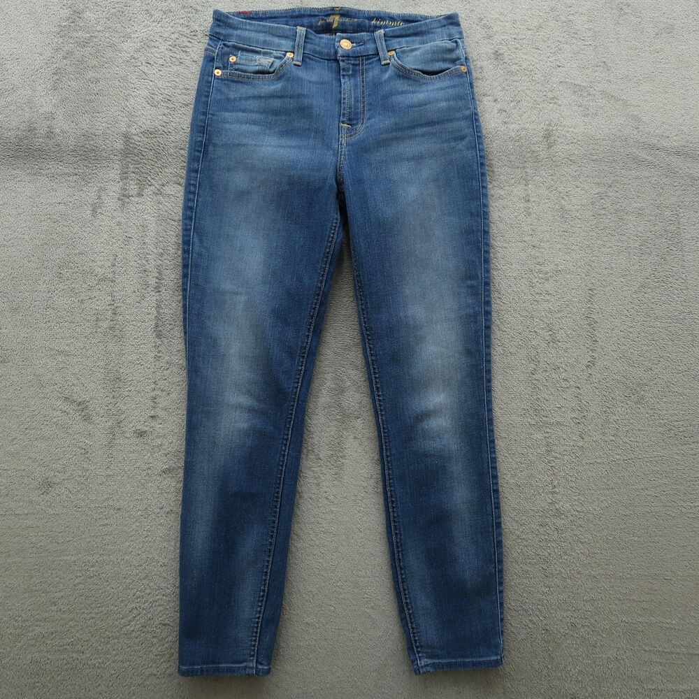 7 For All Mankind Jeans Women's 27 Blue Mid-Rise Kimmie Crop Denim 26" Inseam